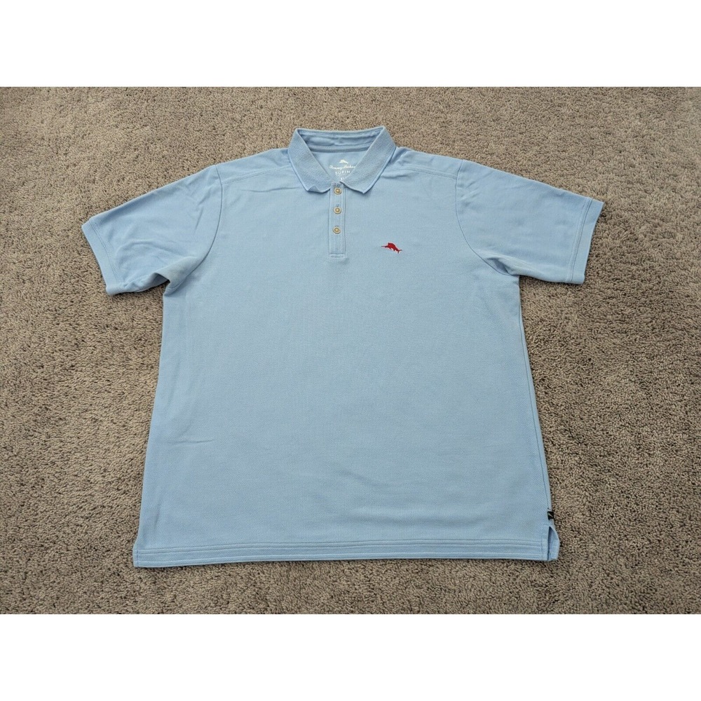 Tommy Bahama Polo Shirt Mens Extra Large Short Sleeve Blue Logo Casual